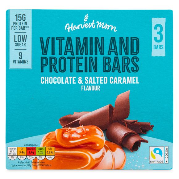 Harvest Morn Chocolate Salted Caramel Flavour Vitamin & Protein Bar 3x40g